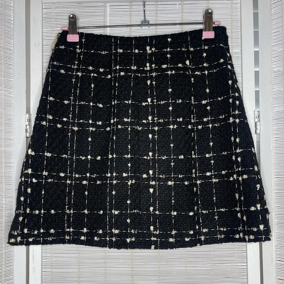Ted Baker Metallic Boucle Black Plaid Skirt Size 2 NWT - Picture 3 of 7